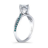 Princess Cut Blue Diamond Accent Twist Engagement Ring