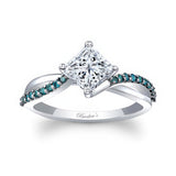Princess Cut Blue Diamond Accent Twist Engagement Ring