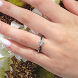 Princess Cut Black Diamond Accent Twist Engagement Ring