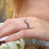 Princess Cut Black Diamond Accent Twist Engagement Ring