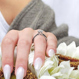 Princess Cut Black Diamond Accent Twist Engagement Ring