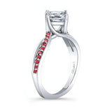 Princess Cut Ruby Accent Twist Engagement Ring