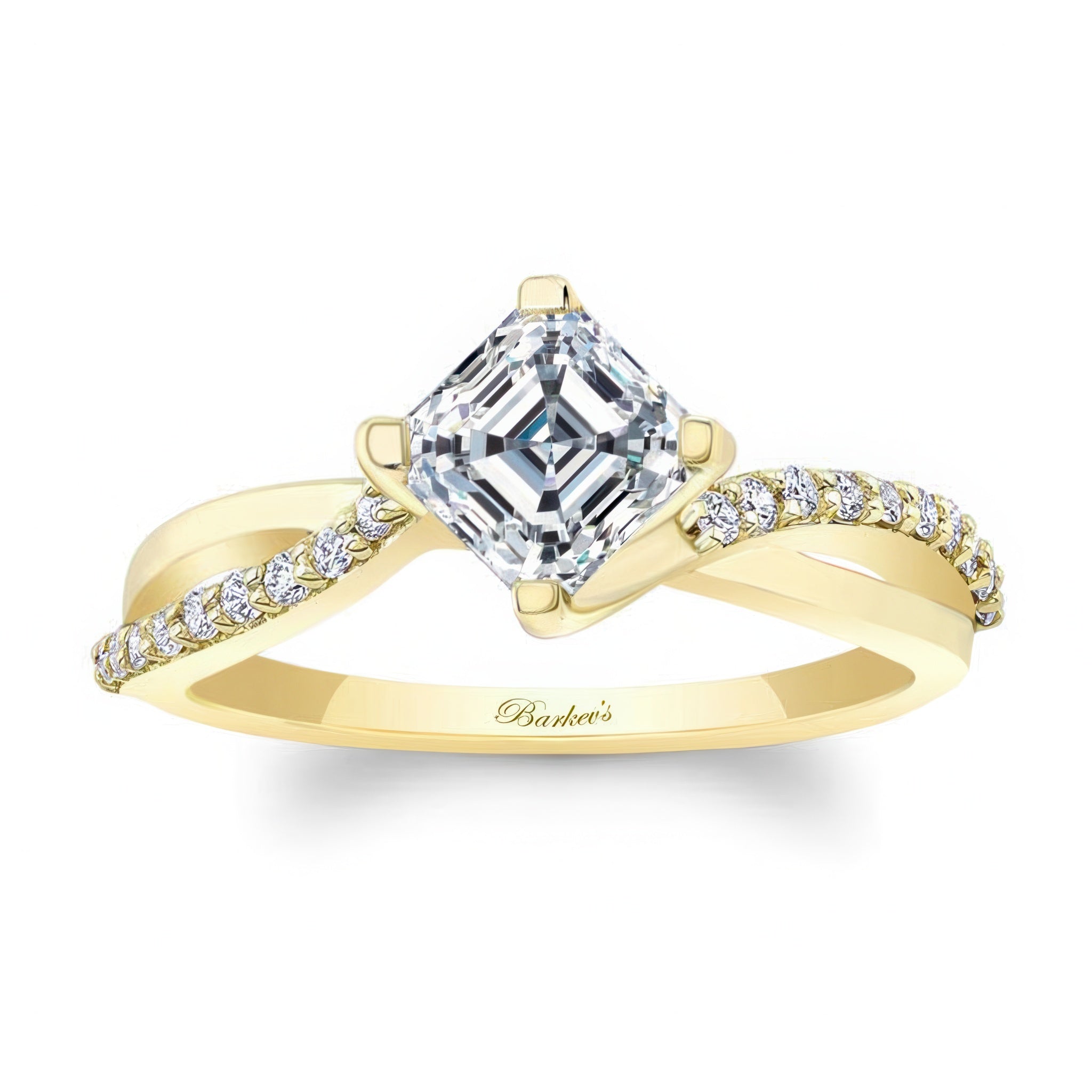 Asscher Cut Moissanite Twist Engagement Ring