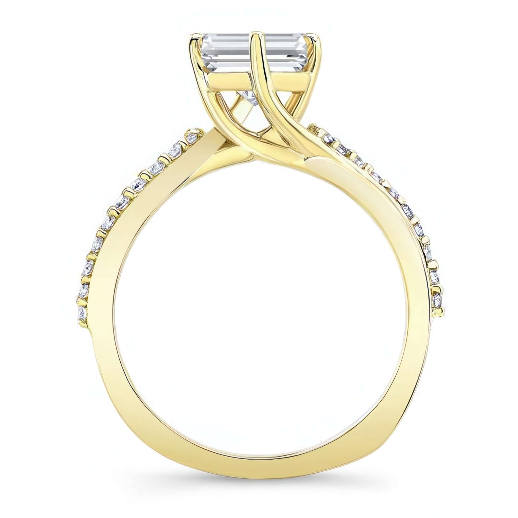 Asscher Cut Moissanite Twist Engagement Ring featuring a vintage-inspired design with a unique twist band.