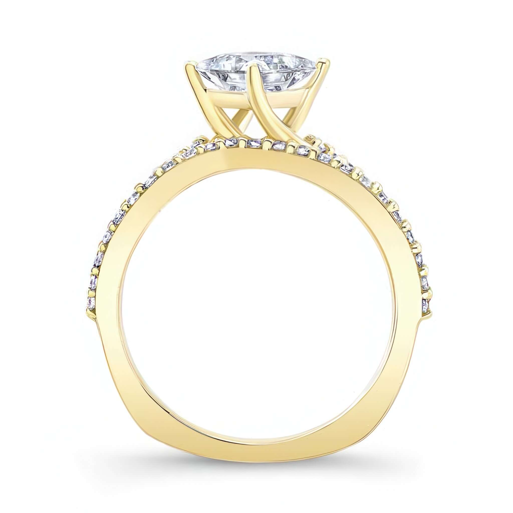 Princess Cut Moissanite Twist Bridal Set featuring a radiant princess-cut stone and twist band design.