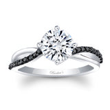 Twisted Black Diamond Accent Engagement Ring