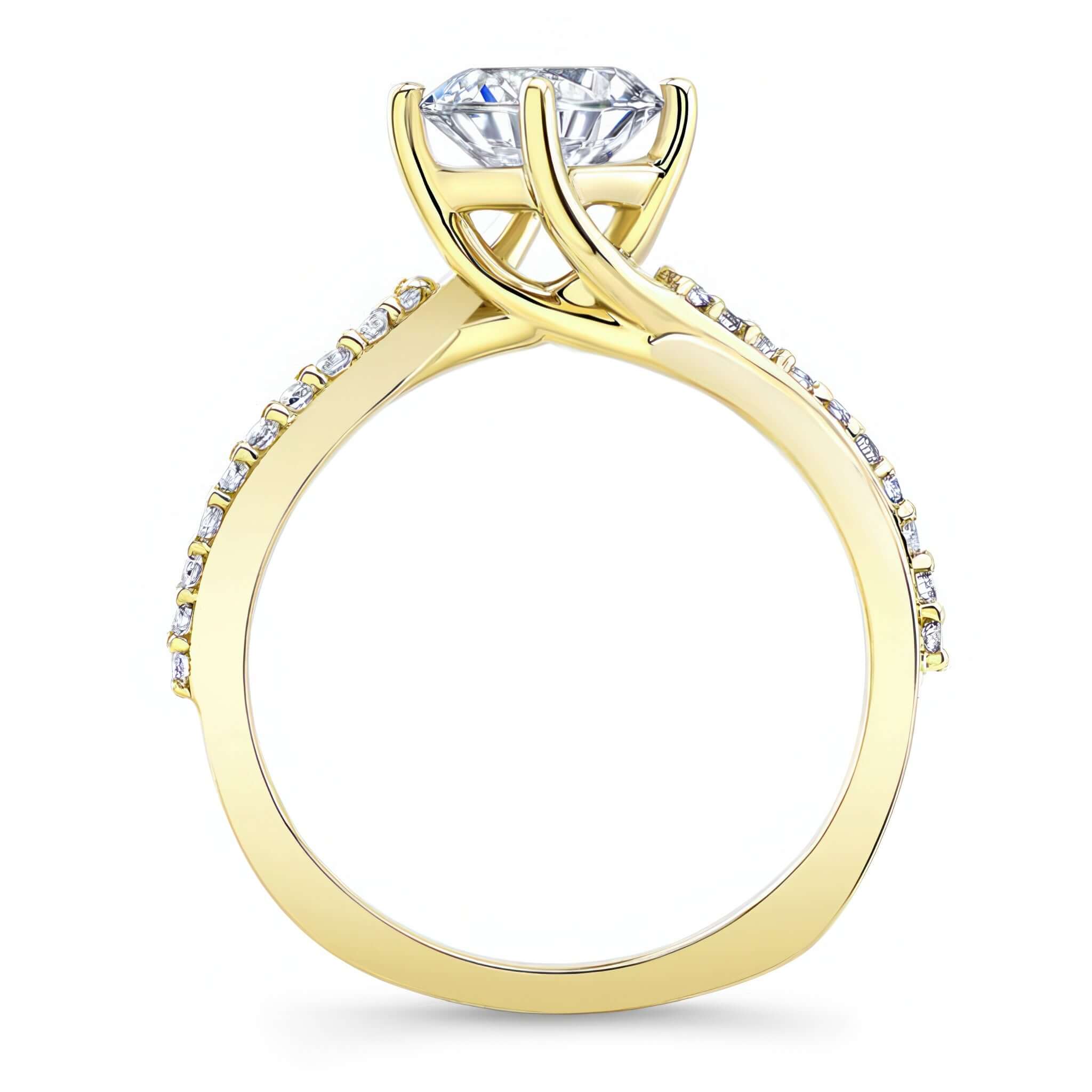 2 Carat Twisted Moissanite Engagement Ring with a twisted band and sparkling center stone.