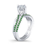 Twisted Emerald Accent Bridal Set