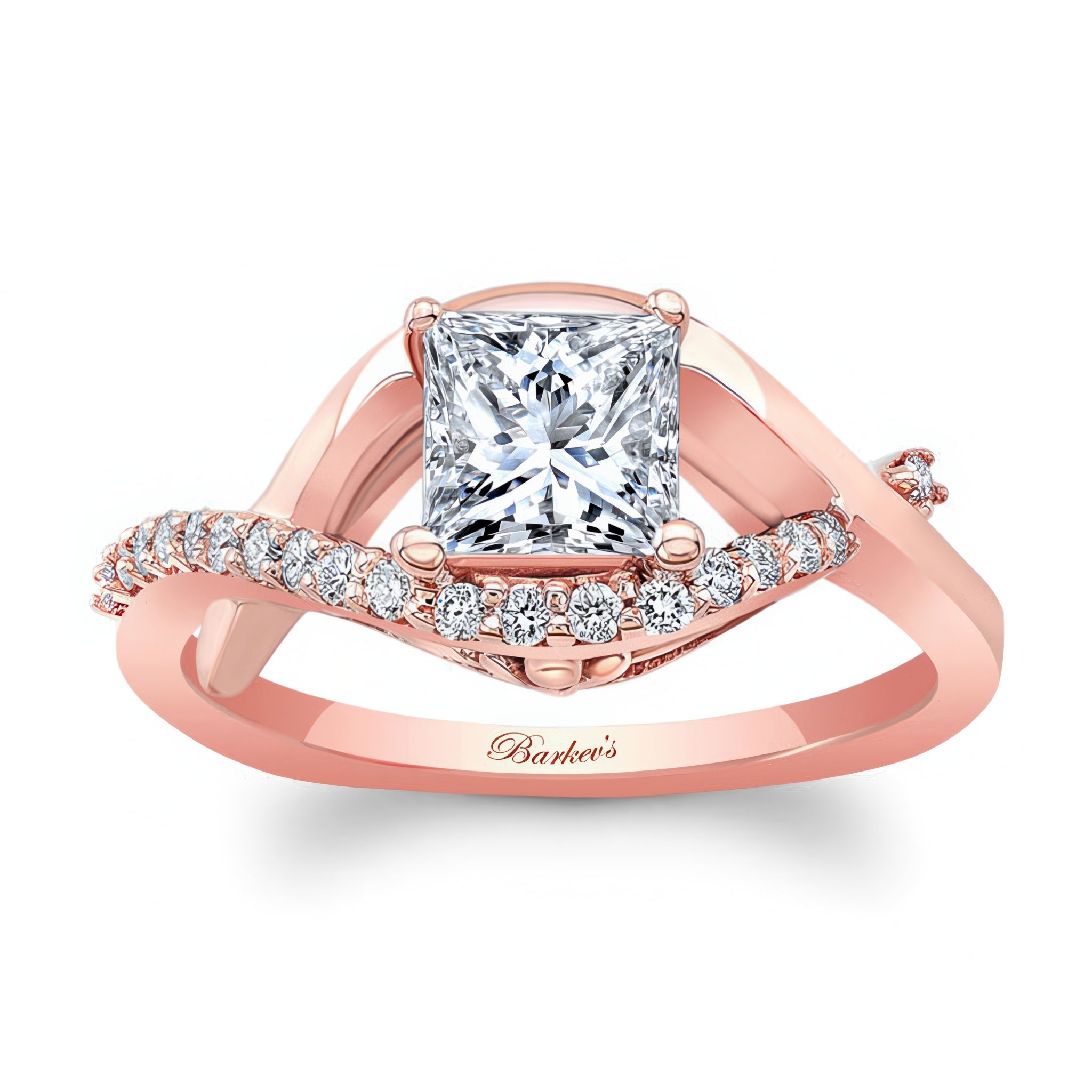 Criss Cross Princess Cut Engagement Ring