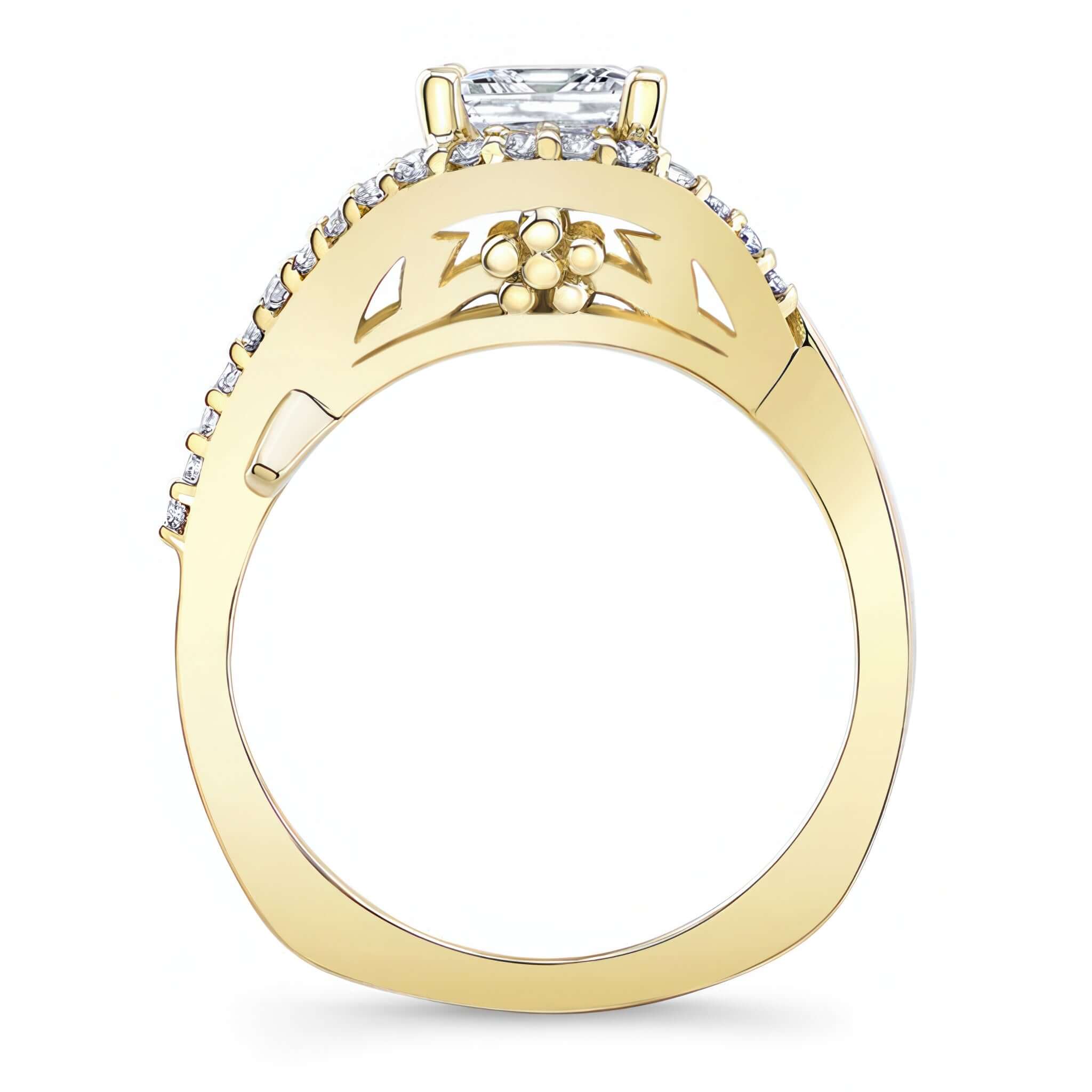 Criss Cross Princess Cut Moissanite Engagement Ring