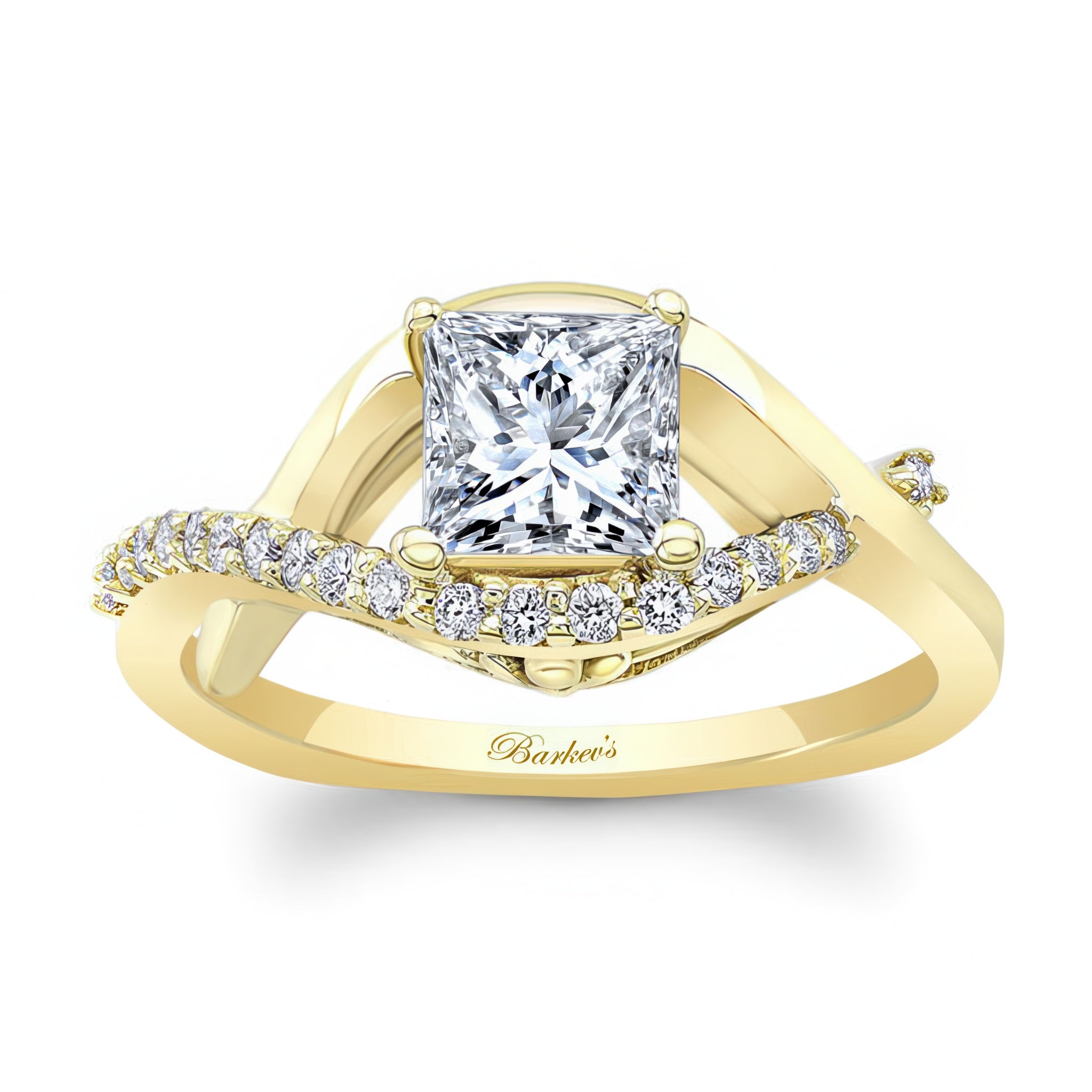 Criss Cross Princess Cut Engagement Ring