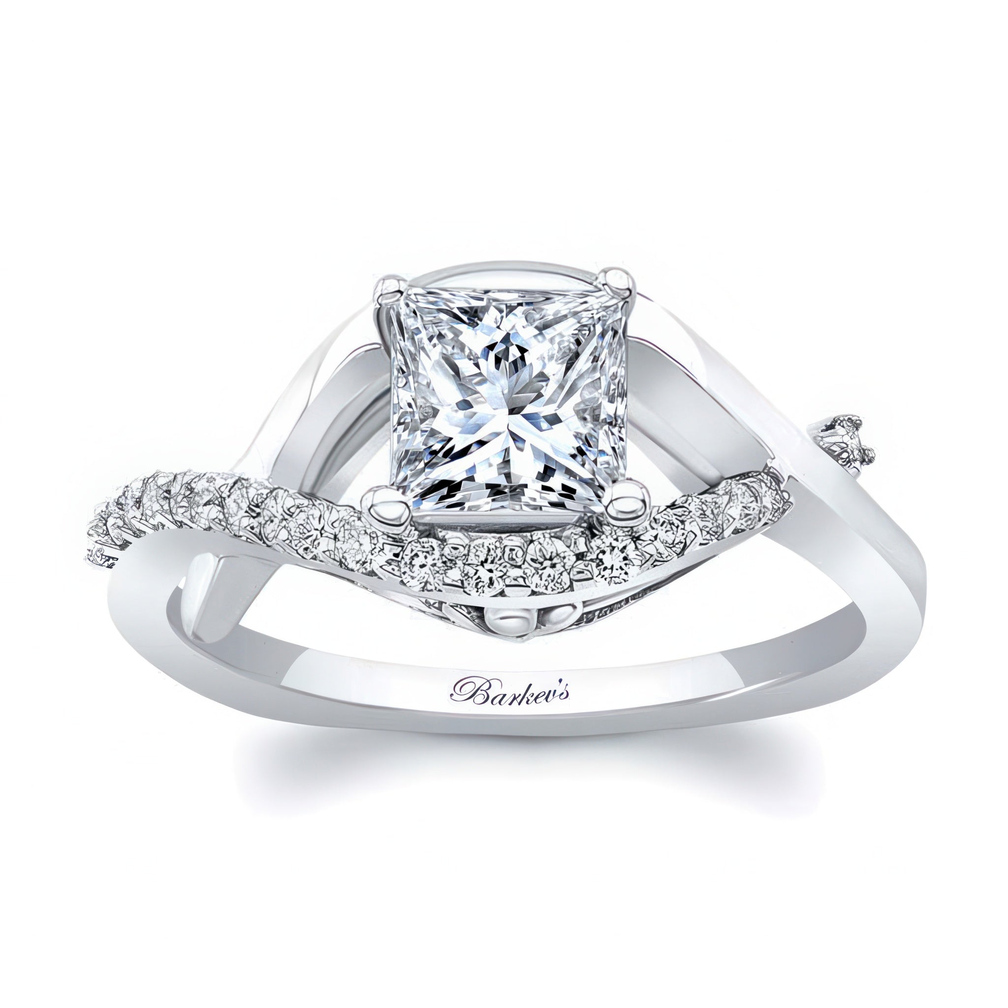 Criss Cross Princess Cut Engagement Ring