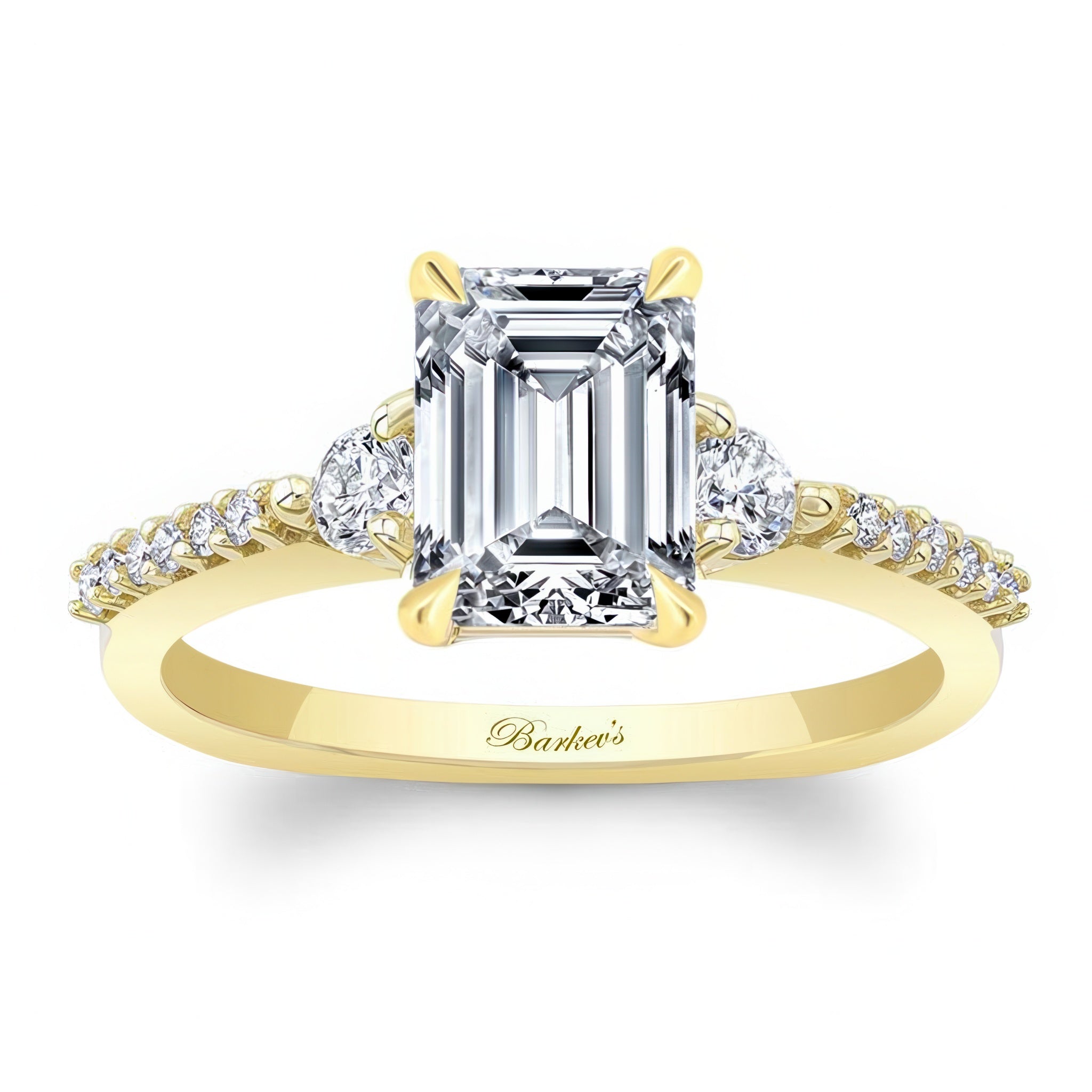 3 Stone Emerald Cut Engagement Ring