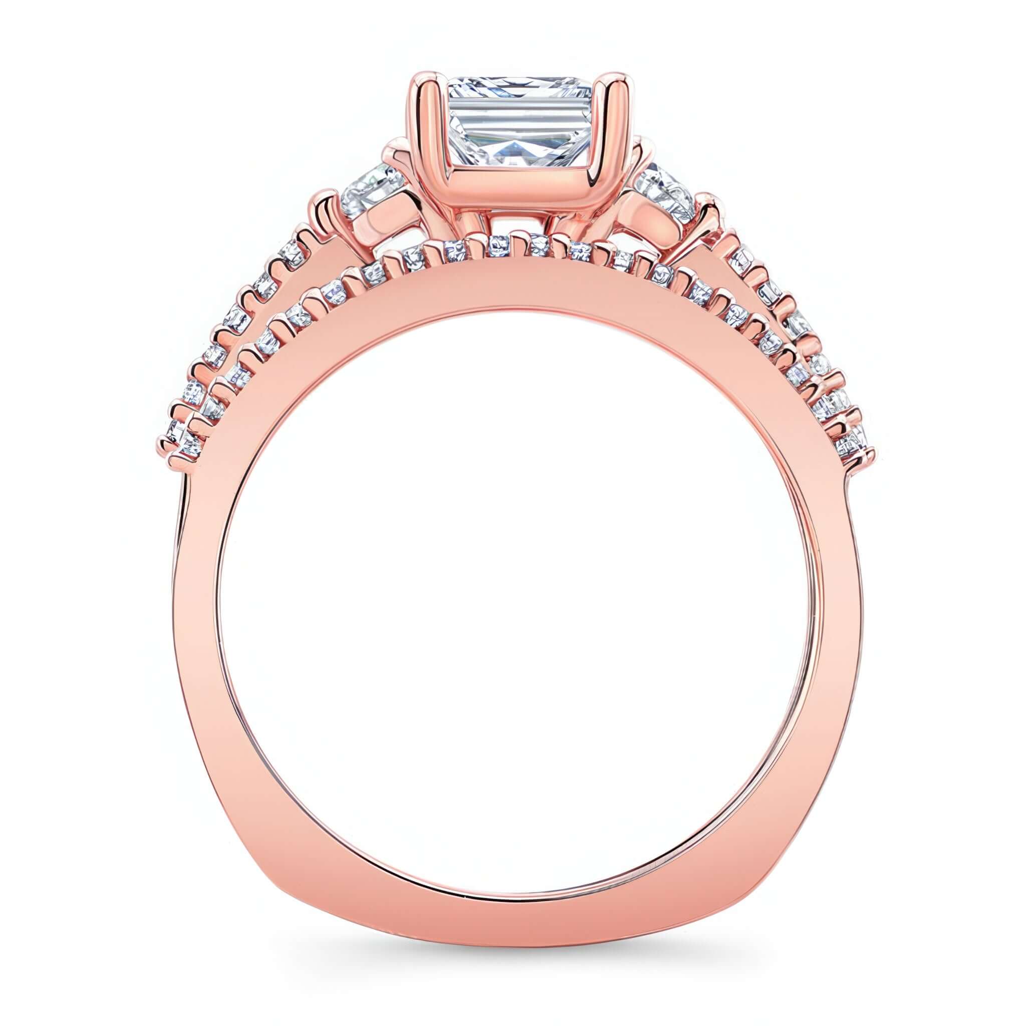 3 Stone Princess Cut Wedding Set