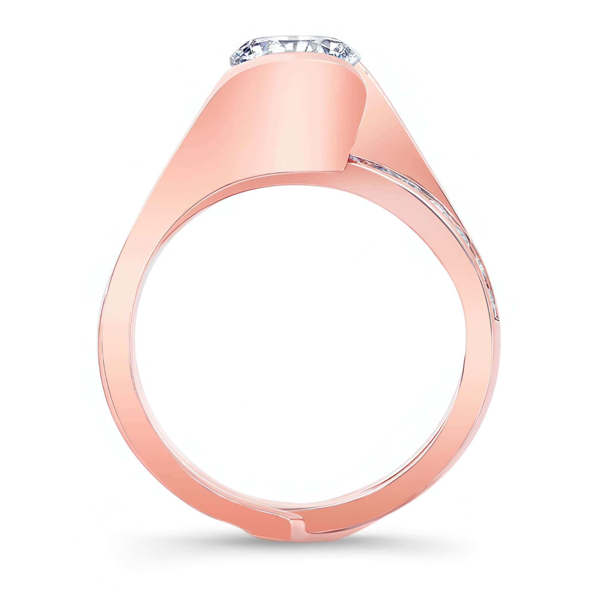 Half Bezel Interlocking Bridal Set showcasing a classic round center in elegant rose gold.