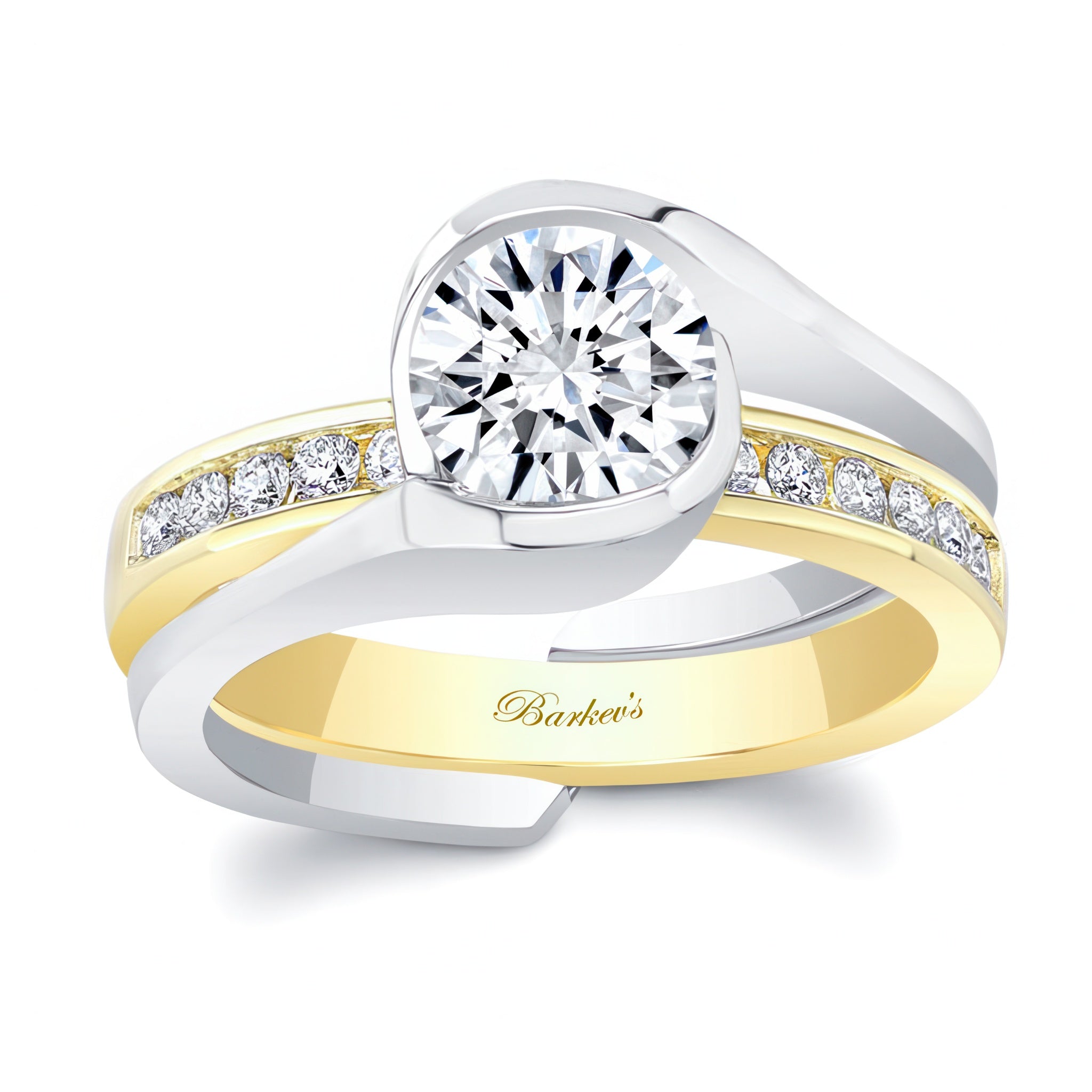 Half Bezel Moissanite Interlocking Bridal Set
