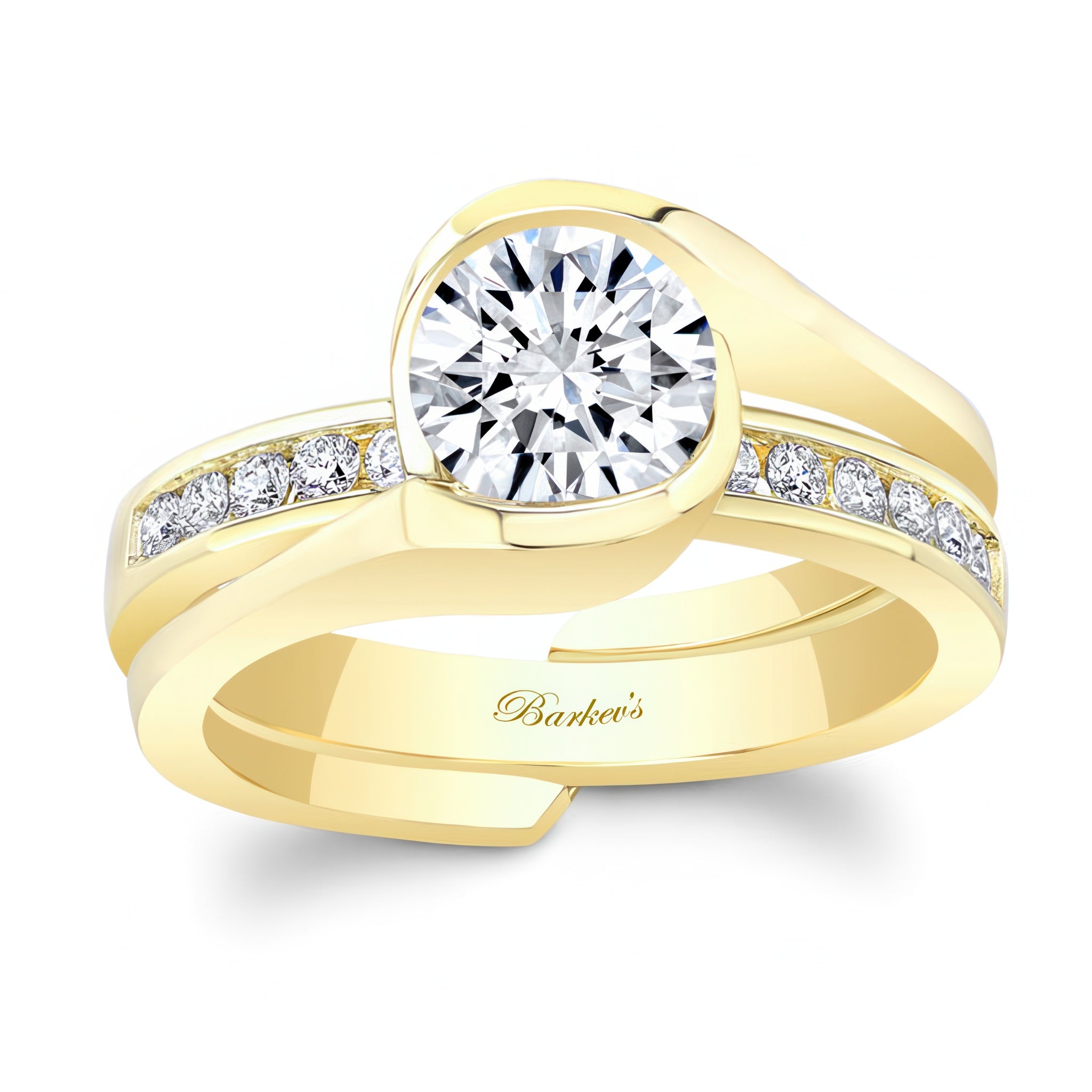 Half Bezel Moissanite Interlocking Bridal Set