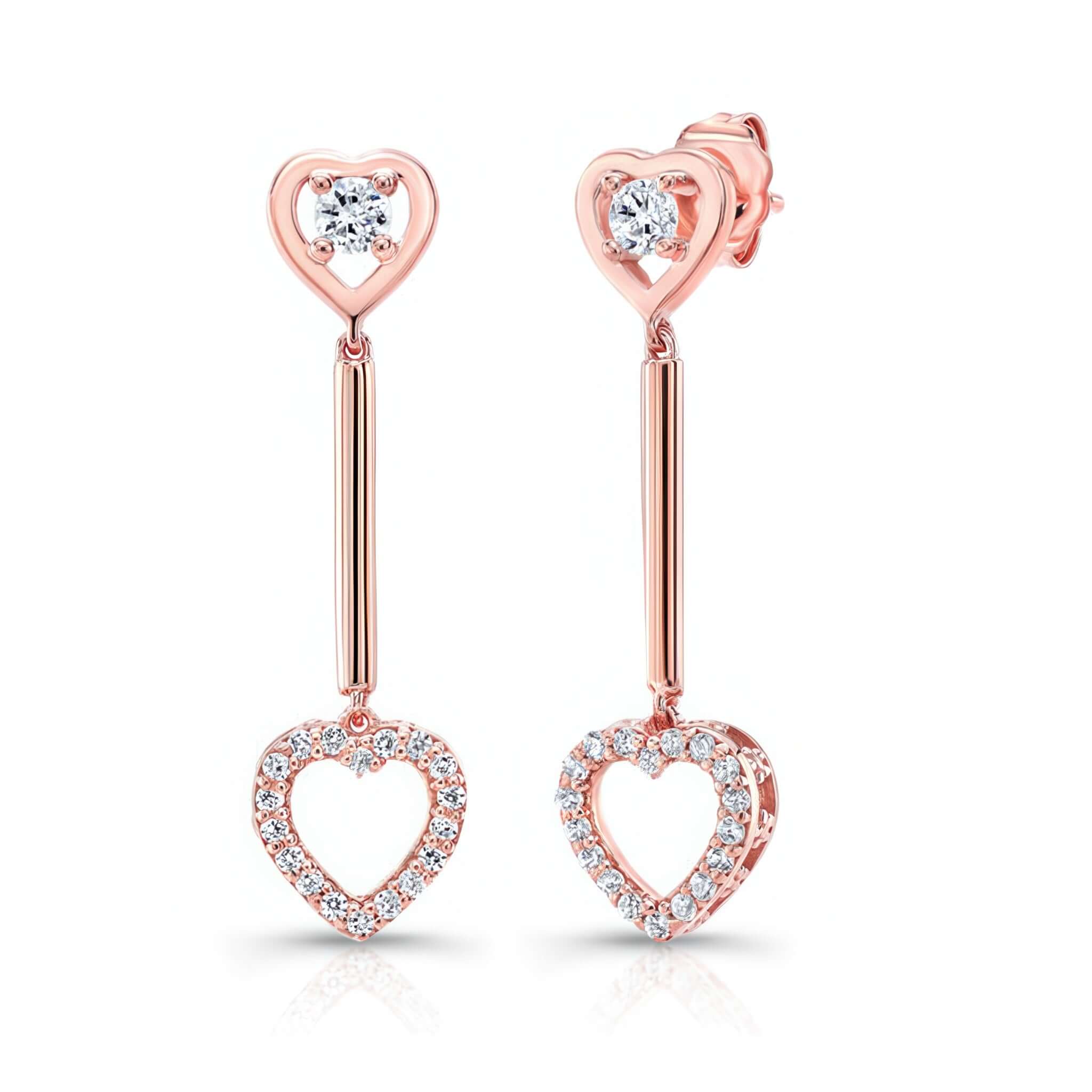 Lab Grown Diamond Heart Dangle Earrings