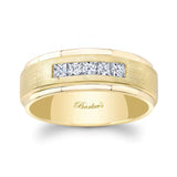 Mens Stepped Princess Cut Wedding Band