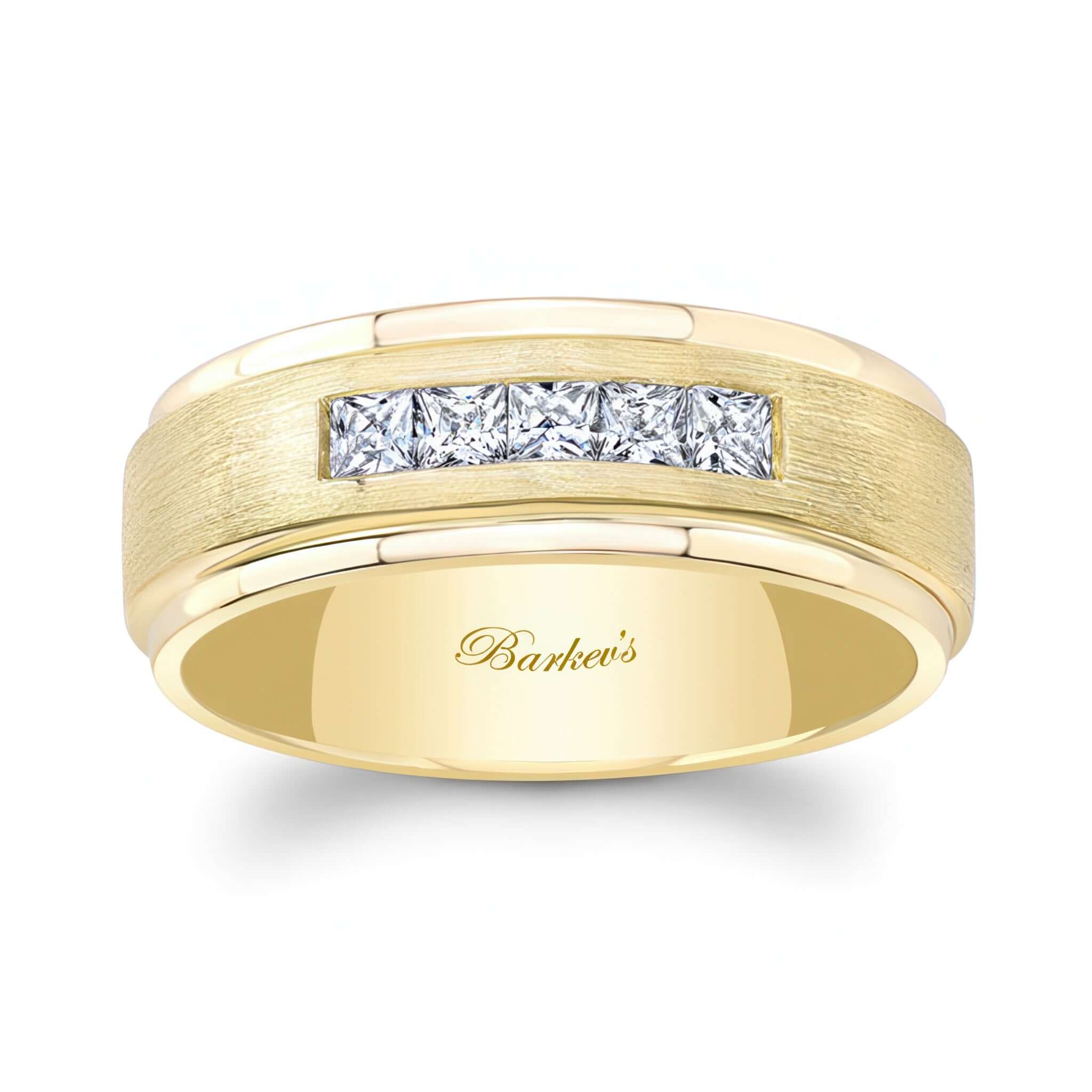 Mens Stepped Princess Cut Wedding Band