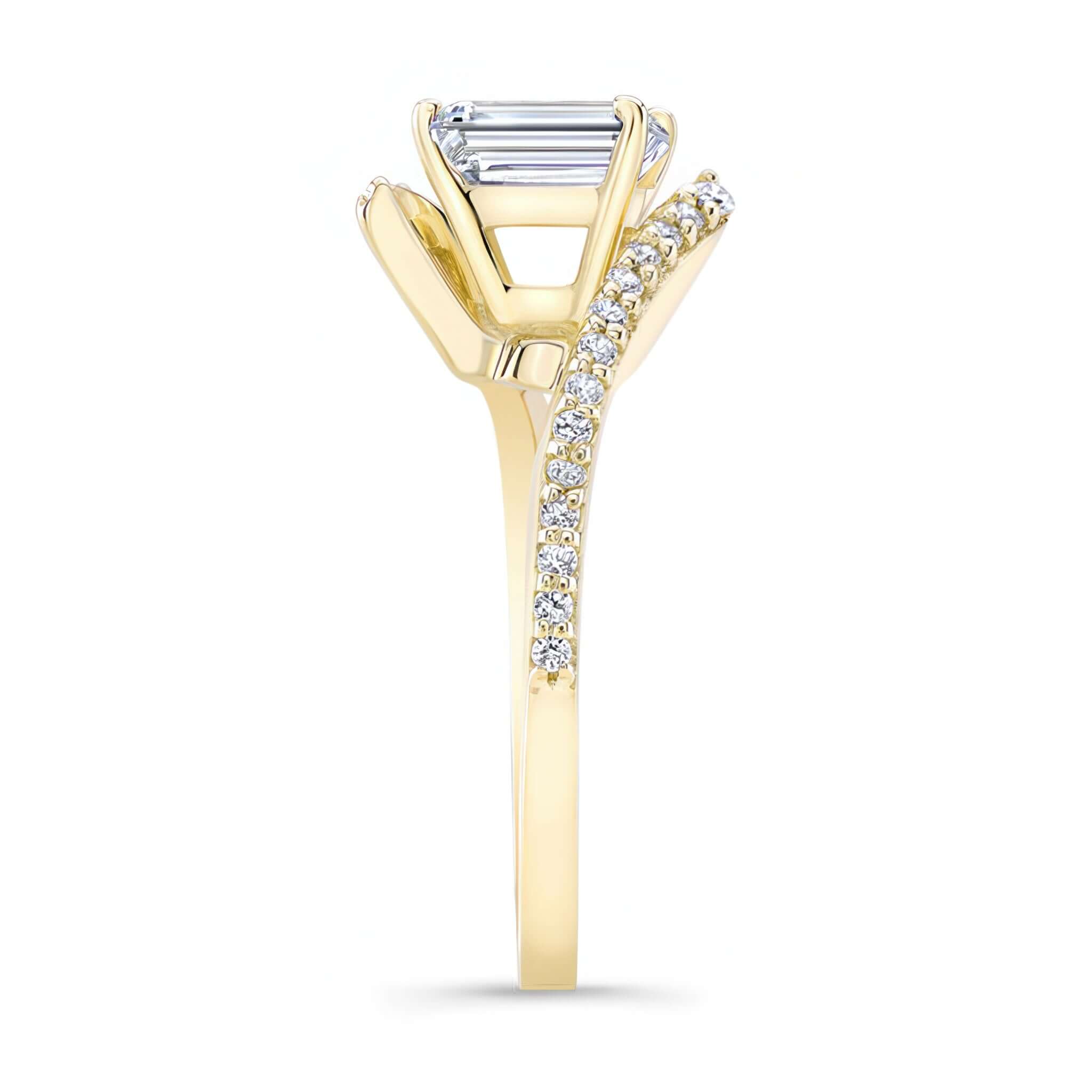 Emerald Cut Moissanite Pave Engagement Ring