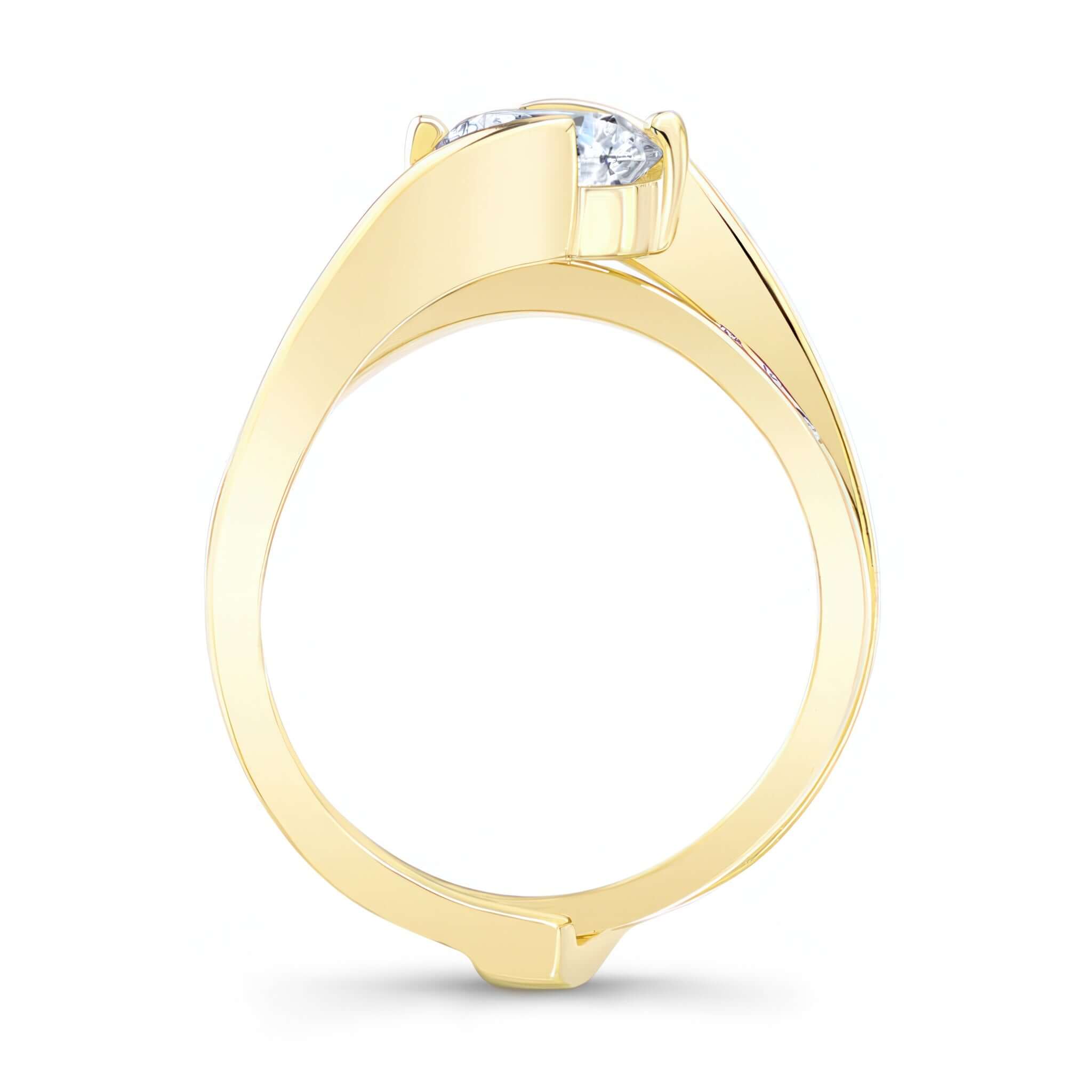 Interlocking Wedding Ring Set showcasing a round center in a sleek bypass setting for a luxurious look.