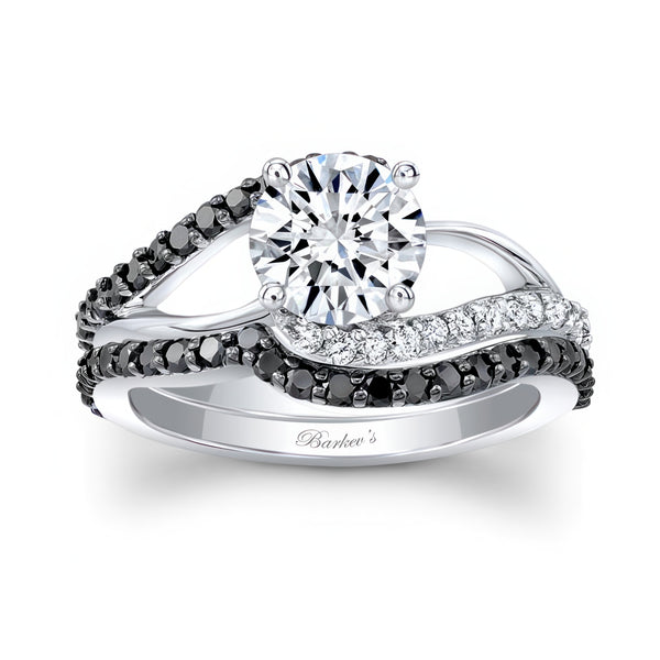 Split Shank Black Diamond Accent Bridal Set | Barkev's