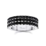 Wide Three Row Black Diamond Wedding Band
