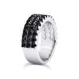 Wide Three Row Black Diamond Wedding Band