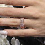 Wide Three Row Diamond Wedding Band