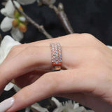 Wide Three Row Diamond Wedding Band