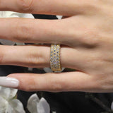 Wide Three Row Diamond Wedding Band