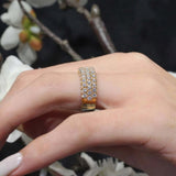 Wide Three Row Diamond Wedding Band