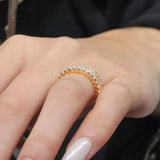 Wide Three Row Diamond Wedding Band