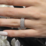 Wide Three Row Diamond Wedding Band