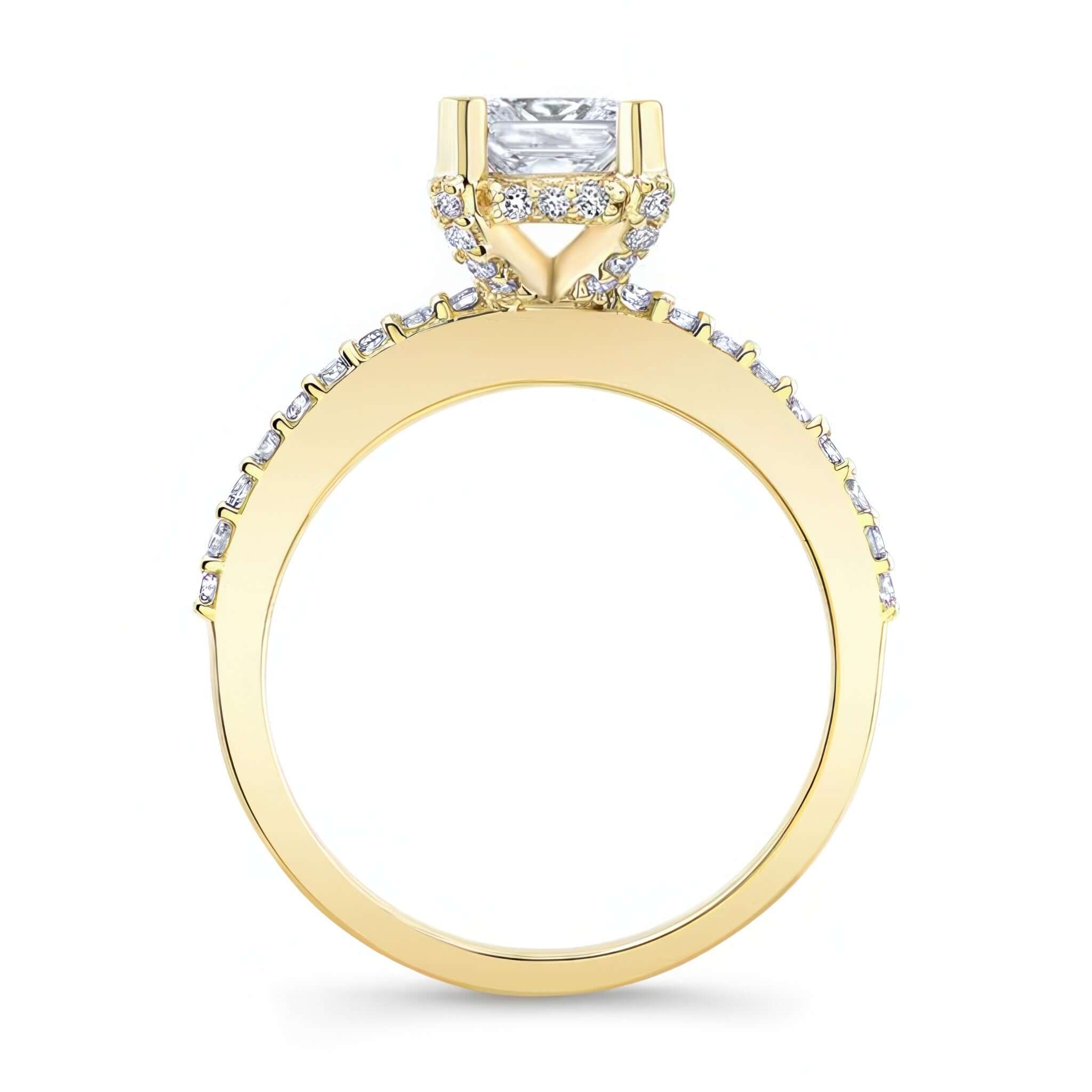 Hidden Halo Princess Cut Moissanite Engagement Ring