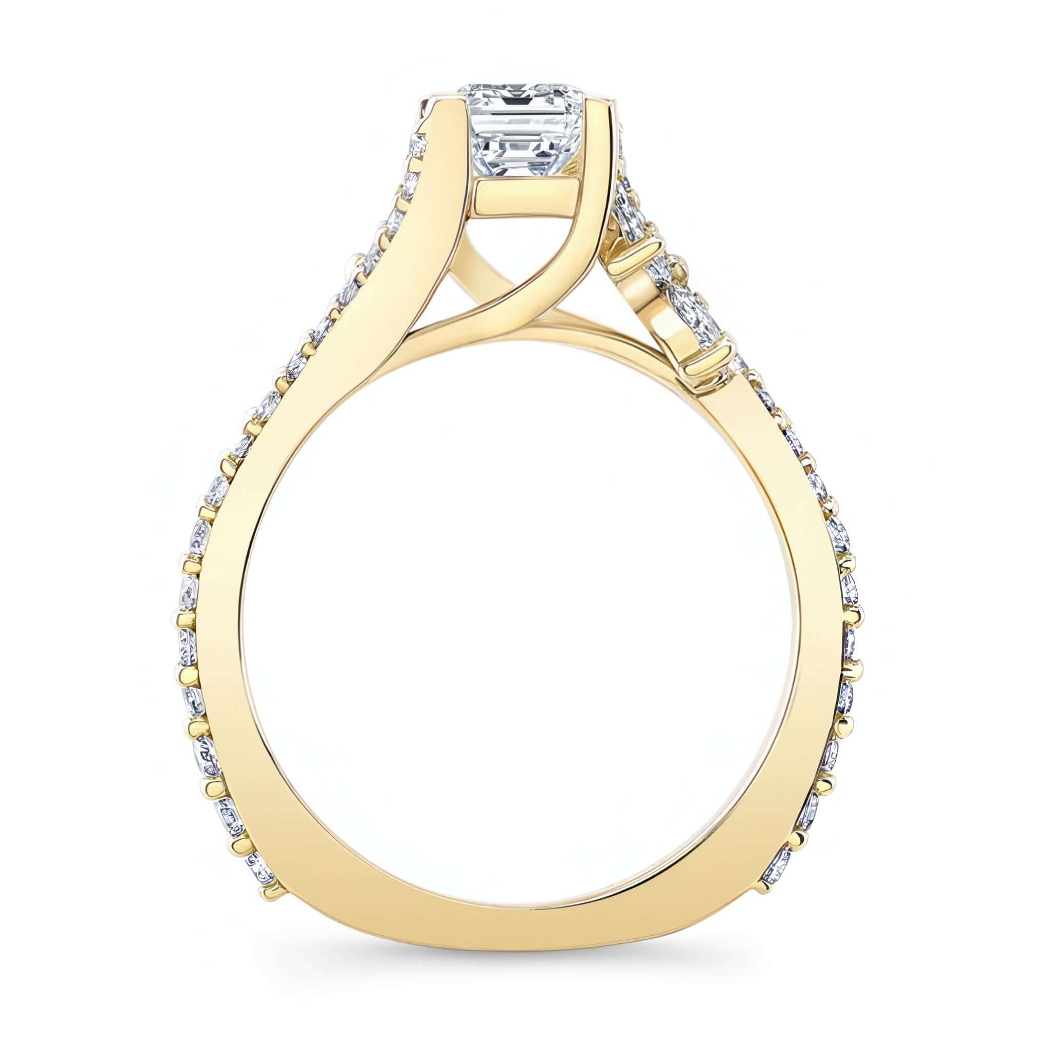 1 Carat Emerald Cut Moissanite Ring