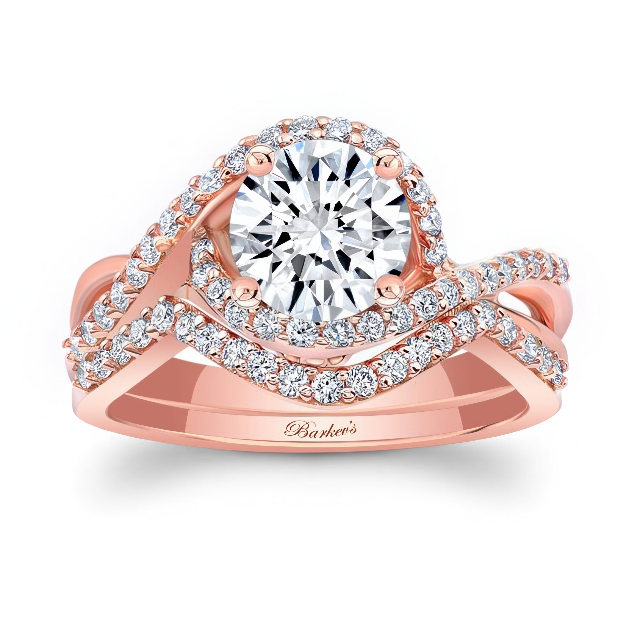 Twisted Halo Moissanite Wedding Set