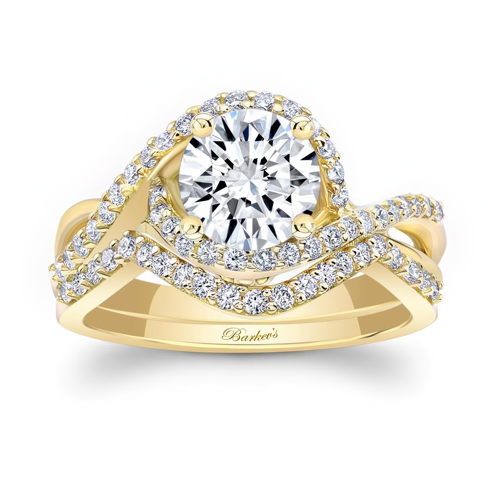 Twisted Halo Moissanite Wedding Set