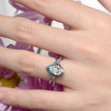 Unique Pear Shaped Blue Diamond Accent Ring