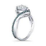 Unique Pear Shaped Blue Diamond Accent Ring