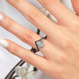 Unique Pear Shaped Black Diamond Accent Ring