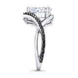 Unique Pear Shaped Black Diamond Accent Ring