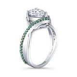 Unique Pear Shaped Lab Diamond Ring With Emerald Accents
