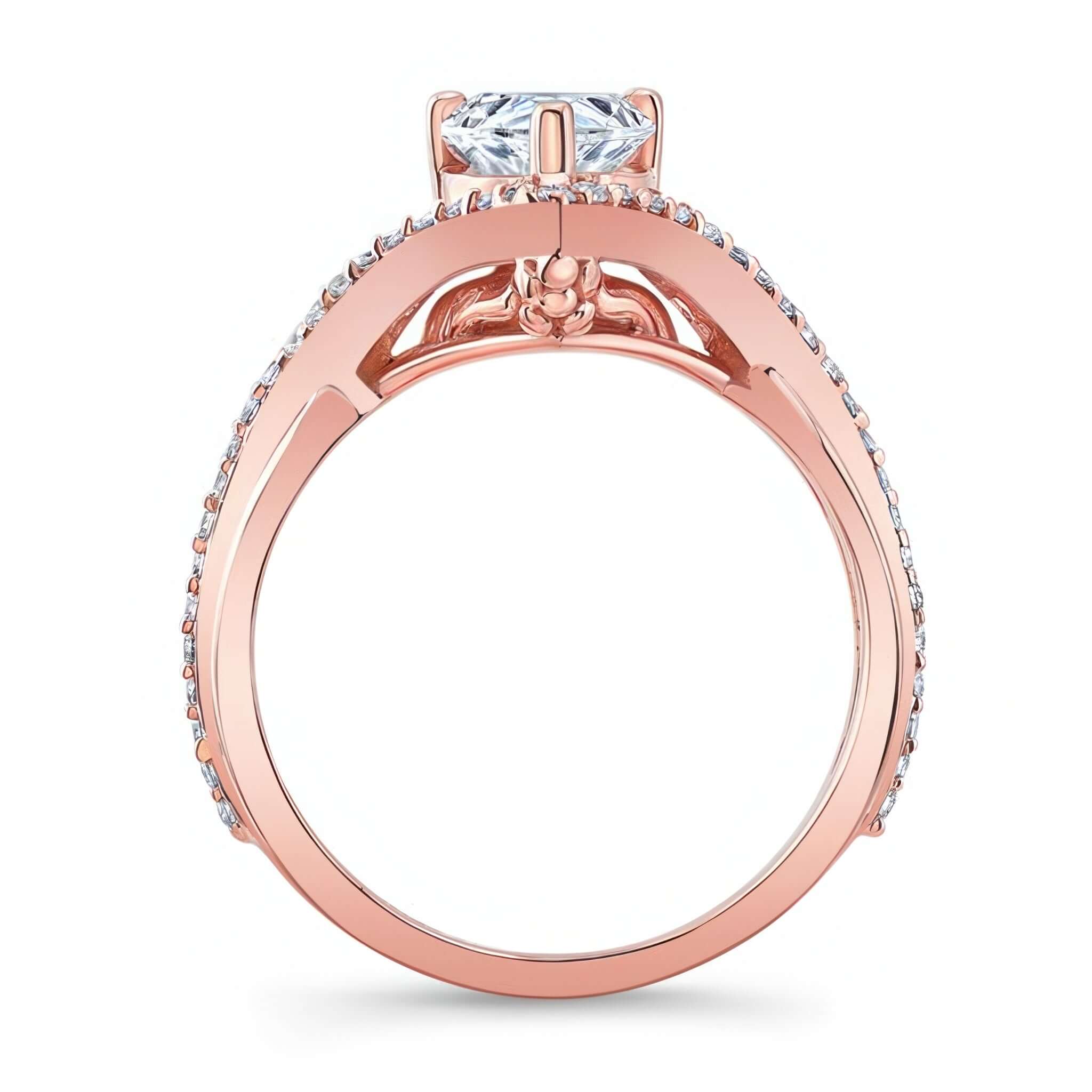 Unique Pear Shaped Engagement Ring showcasing the elegant twisted shank and pear-shaped center stone.
