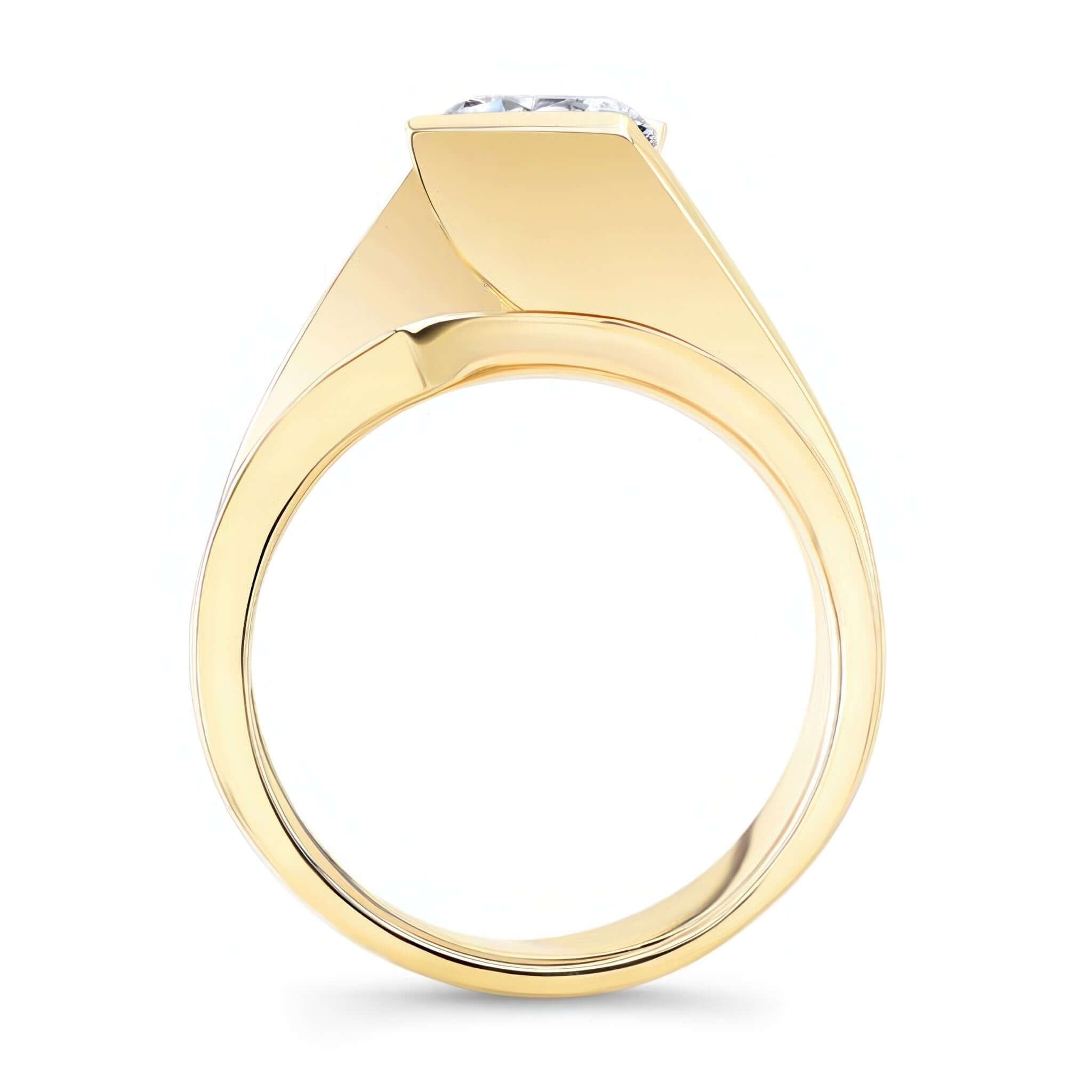 Tension Solitaire Lab Grown Diamond Bridal Set featuring a unique bypass shank and elegant round center diamond.