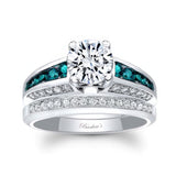 Blue Diamond Accent Channel Set Wedding Ring Set