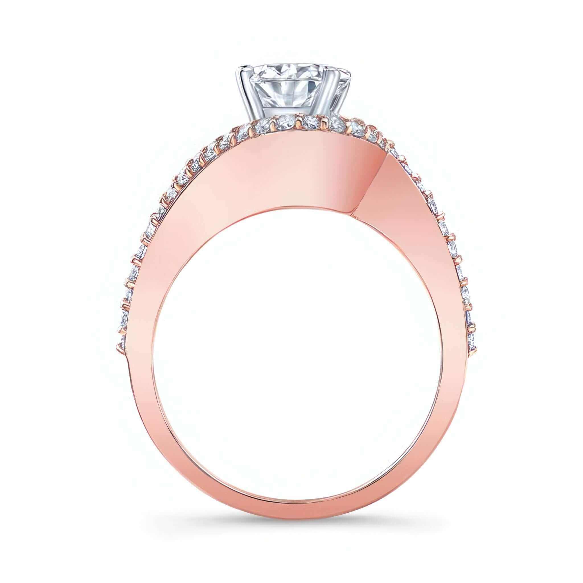 2 Carat Oval Diamond Ring featuring a split shank and a floating semi halo with pave diamonds.