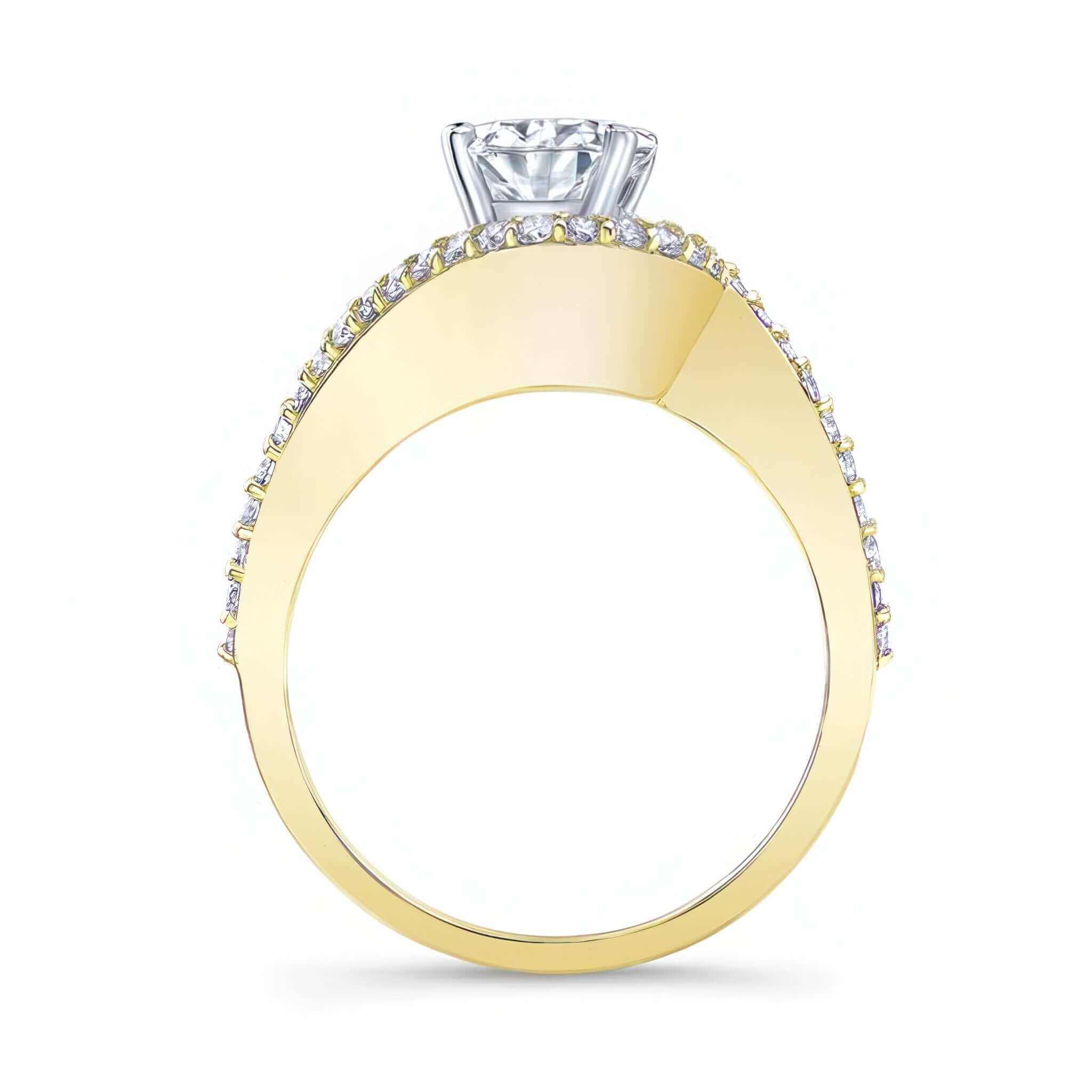 2 Carat Oval Diamond Ring with split shank and pave diamonds cascading down the shoulders.