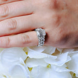 Three Row Emerald Cut Diamond Ring